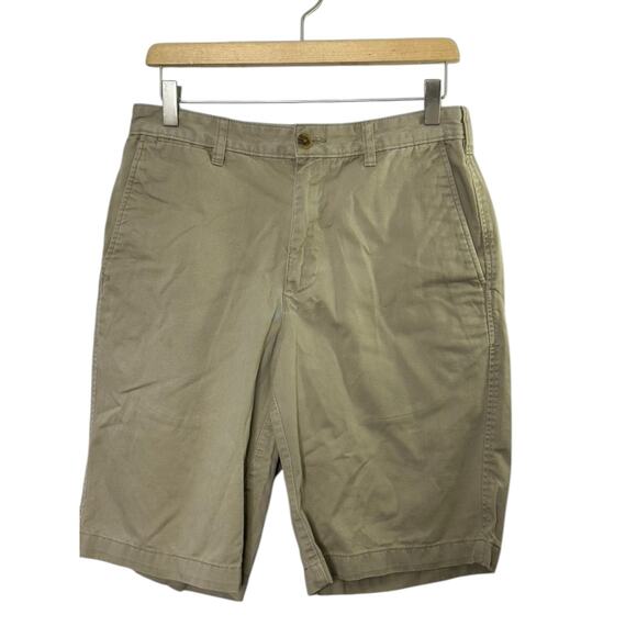 Lands End Traditional Fit 10.5" Khaki Flat Front Chino Shorts Men's Size 30 - Picture 1 of 3